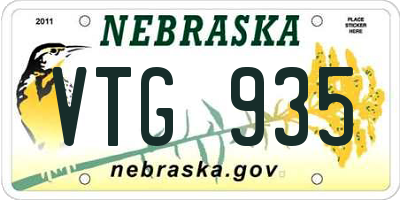 NE license plate VTG935