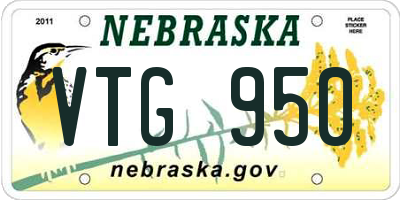 NE license plate VTG950