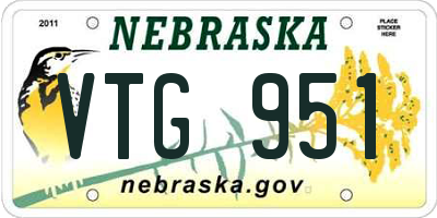 NE license plate VTG951
