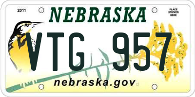 NE license plate VTG957