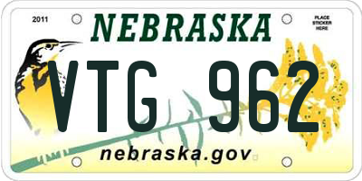 NE license plate VTG962