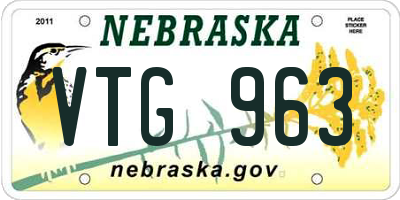NE license plate VTG963
