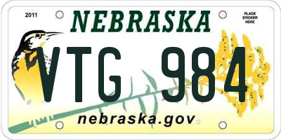 NE license plate VTG984