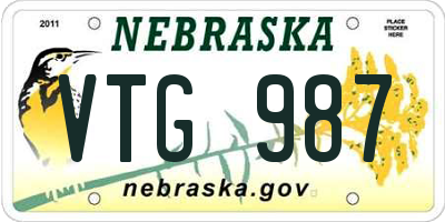 NE license plate VTG987