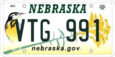 NE license plate VTG991
