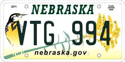NE license plate VTG994