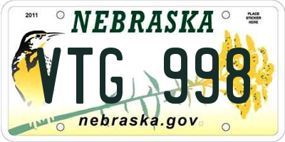 NE license plate VTG998