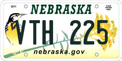 NE license plate VTH225
