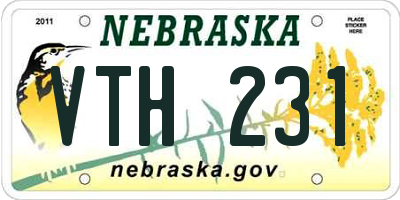 NE license plate VTH231