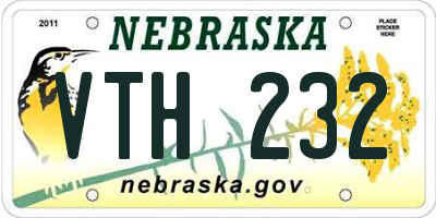 NE license plate VTH232