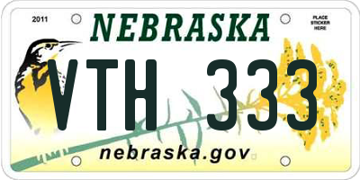 NE license plate VTH333