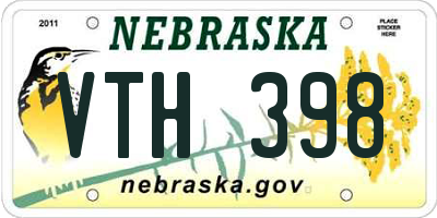 NE license plate VTH398