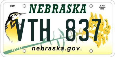 NE license plate VTH837