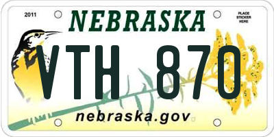 NE license plate VTH870
