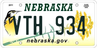 NE license plate VTH934