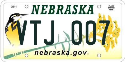 NE license plate VTJ007