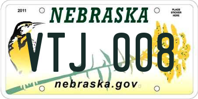 NE license plate VTJ008