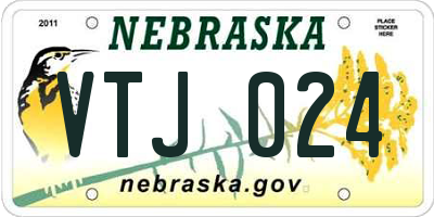 NE license plate VTJ024