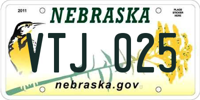 NE license plate VTJ025