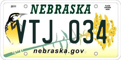 NE license plate VTJ034