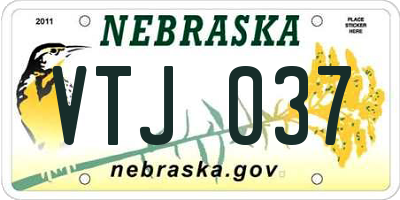 NE license plate VTJ037