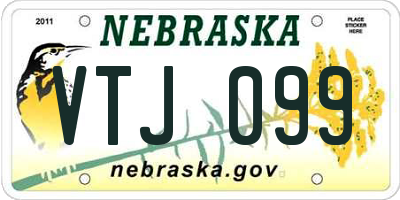 NE license plate VTJ099