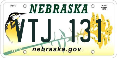 NE license plate VTJ131