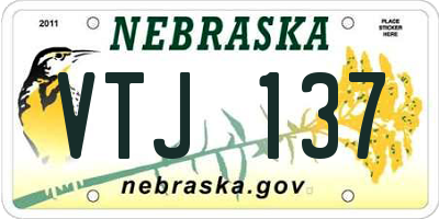 NE license plate VTJ137