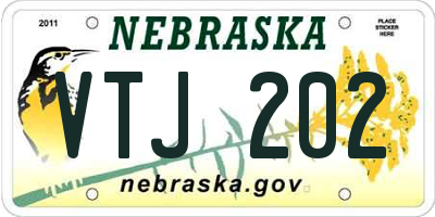 NE license plate VTJ202