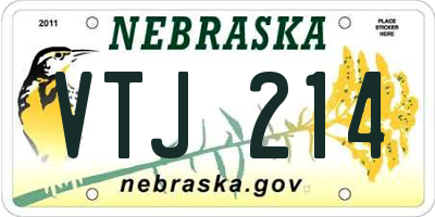 NE license plate VTJ214