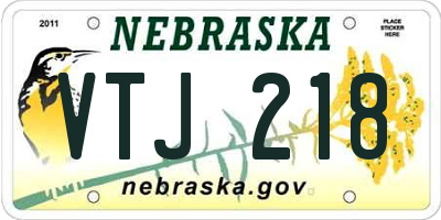 NE license plate VTJ218