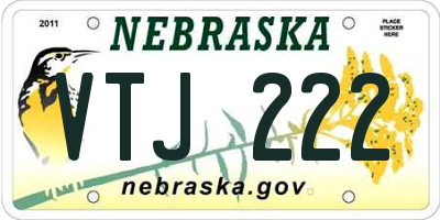 NE license plate VTJ222
