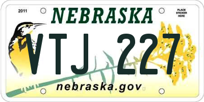 NE license plate VTJ227
