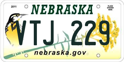 NE license plate VTJ229