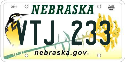 NE license plate VTJ233