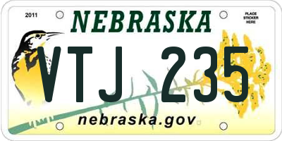 NE license plate VTJ235