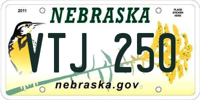 NE license plate VTJ250