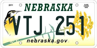 NE license plate VTJ251
