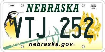 NE license plate VTJ252
