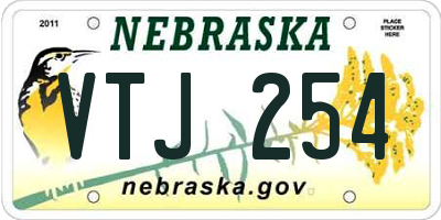 NE license plate VTJ254