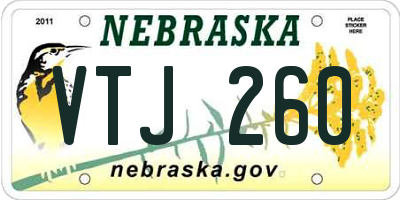 NE license plate VTJ260