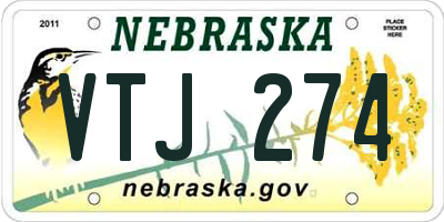 NE license plate VTJ274