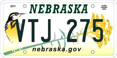 NE license plate VTJ275