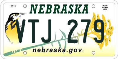 NE license plate VTJ279
