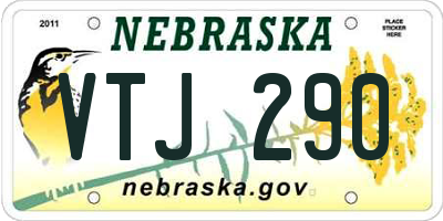 NE license plate VTJ290