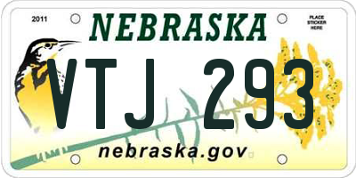 NE license plate VTJ293