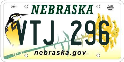 NE license plate VTJ296