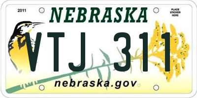 NE license plate VTJ311
