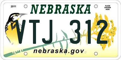 NE license plate VTJ312
