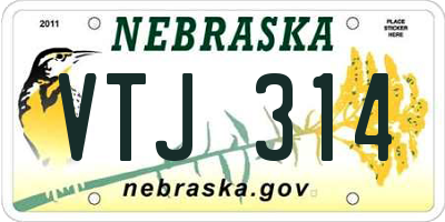 NE license plate VTJ314